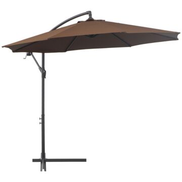 Outsunny Cantilever Umbrella Parasol Hanging Banana Steel Brown 3m Patio