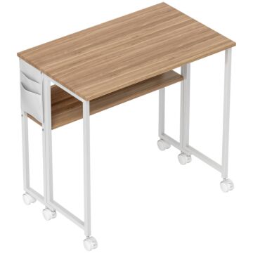 Homcom 80 Cm Drop Leaf Writing Work Desk - Natural Wood Finish