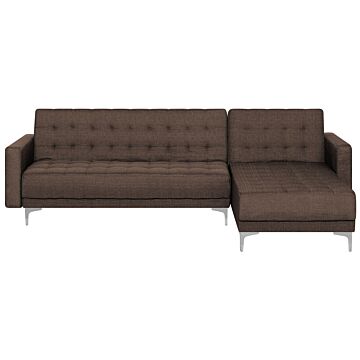 Corner Sofa Bed Brown Tufted Fabric Modern L-shaped Modular 4 Seater Left Hand Chaise Longue Beliani