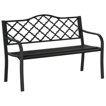 Outsunny 2-seater Outdoor Garden Bench Cast Iron Antique Park Loveseat Chair With Armrest For Yard, Lawn, Porch, Patio, Steel
