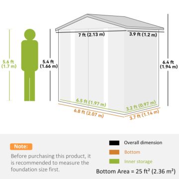 Outsunny 7 X 4ft Garden Shed, Easy To Assemble, Upgraded Galvanised Steel Frame With Foundation Kit, Double Doors With Lock, Outdoor Metal Shed With Vents And Gloves, Garden Storage Shed, Natural