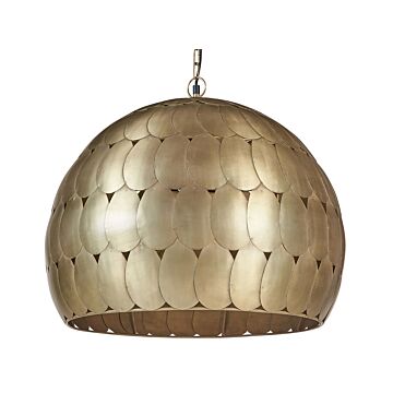 1-light Pendant Ceiling Lamp Metal Brass Sphere Shade Retro Living Room Beliani