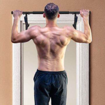 Sportnow Pull-up Bar Doorway, No Drilling Chin-up Bar Push Up Stand With Resistance Bands And Padded Handles For Home Gym Exercise, Blue