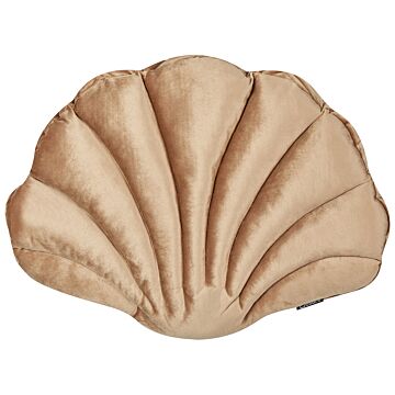 Seashell Scatter Cushion Beige Velvet Scallop Shape Throw Pillow Decoration Marine Theme Textiles Beliani
