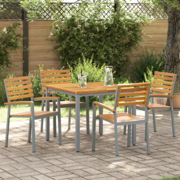 Vidaxl 5 Piece Garden Dining Set Solid Wood Acacia And Metal