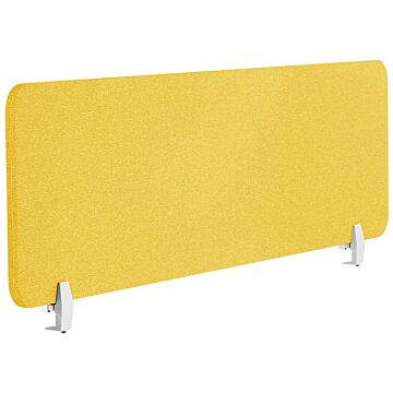 Desk Screen Yellow Pet Board Fabric Cover 160 X 40 Cm Acoustic Screen Modular Mounting Clamps Home Office Beliani