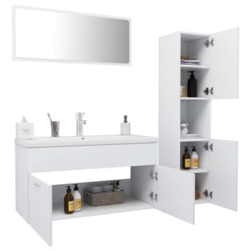 Vidaxl Bathroom Furniture Set White Engineered Wood