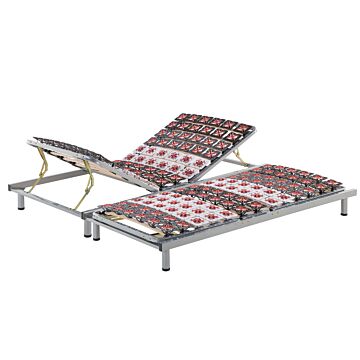 Set Of 2 Eu Single Bed Bases 3ft Manual Adjustable Solid Wood Slats Metal Frame Beliani