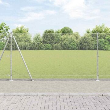 Vidaxl Hexagon Fence 1.2x50 M Galvanised Steel, Vidaxl Fence Posts With Base Plates 13 Pcs Ø32mm 68.5cm Galvanised Steel