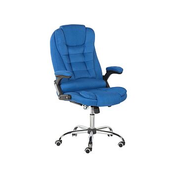Office Chair Blue Fabric Swivel Adjustable Height Castors Modern Beliani