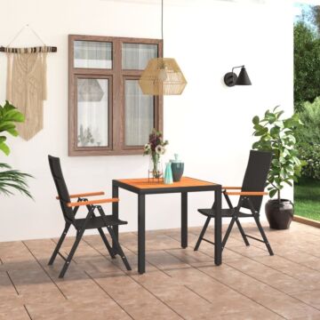 Vidaxl 3 Piece Garden Dining Set Black And Brown
