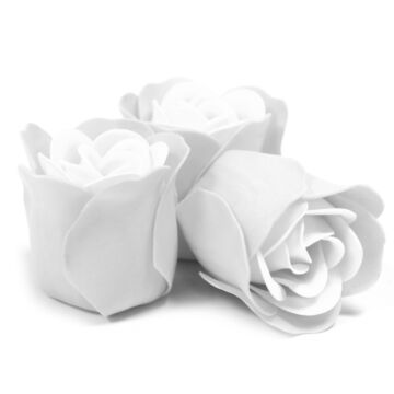 Set Of 3 Soap Flower Heart Box - White