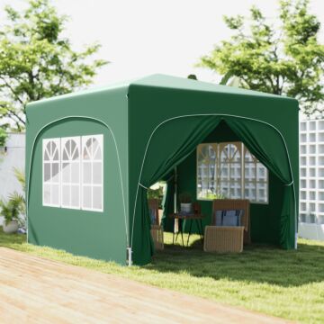 Outsunny 3 X 3m Pop-up Gazebo Shelter, With Accessories - Dark Green