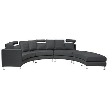 Curved Sofa Dark Grey Upholstery Modular 7-seater Adjustable Headrests Modern Beliani