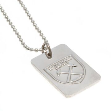 West Ham United Fc Silver Plated Dog Tag & Chain