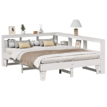 Vidaxl Bookcase Bed Without Mattress White 160x200cm Solid Wood Pine