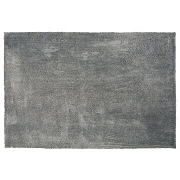 Shaggy Area Rug Grey Cotton Polyester Blend 160 X 230 Cm Fluffy Dense Pile Beliani