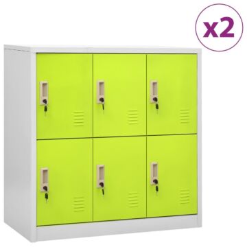 Vidaxl Locker Cabinets 2 Pcs Light Grey And Green 90x45x92.5 Cm Steel