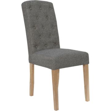 Button Back Upholstered Chair Dark Grey/oak