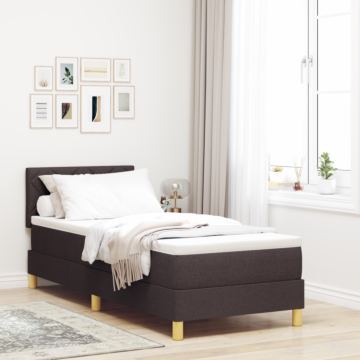 Vidaxl Box Spring Bed With Mattress & Led Dark Brown 80x200 Cm Fabric