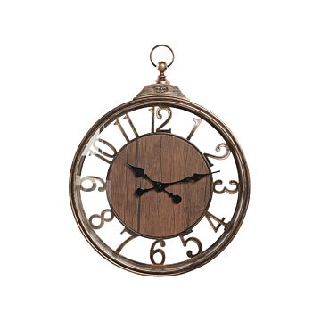 Wall Clock Brown Synthetic Material Ø 52 Cm Home Decor Traditional Arabic Numerals Beliani