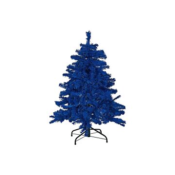 Artificial Christmas Tree Blue Synthetic 120 Cm Metal Base Traditional Winter Holiday Decoration Beliani