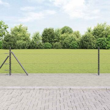Vidaxl Hexagon Fence Grey 0.5x100 M Steel, Vidaxl Fence Posts With Base Plates 13 Pcs Ø32mm 70cm Galvanised Steel