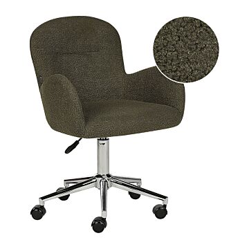 Office Swivel Chair Green Boucle Height Adjustable Base Modern Home Office Beliani