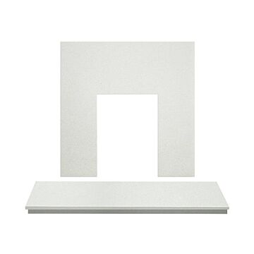 White Marble Back Panel & Hearth, 54 Inch