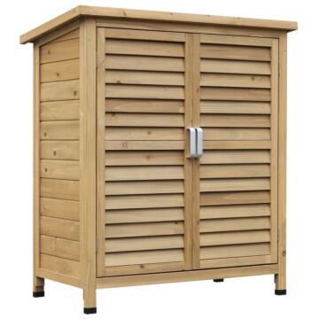 Outsunny Garden Storage Unit Solid Fir Wood Garage Organisation Sturdy Cabinet Outdoor