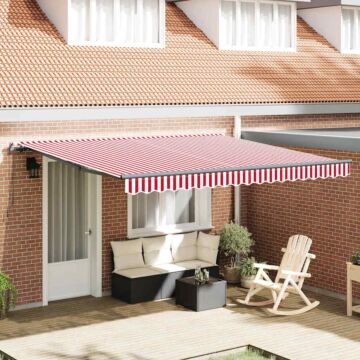 Vidaxl Manual Retractable Awning Red And White Stripe 400x300 Cm