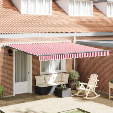 Vidaxl Manual Retractable Awning Red And White Stripe 400x300 Cm