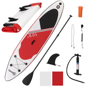 Outsunny Inflatable Paddle Stand Up Board, Non-slip Deck Board W/ Aluminium Paddle, Isup Accessories, Carry Bag, 305l X 76w X 15hcm - White