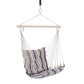 Outsunny Outdoor Hammock Hanging Rope Cushioned Chair Garden Yard Patio Swing Seat Wooden Cotton Cloth (brown)