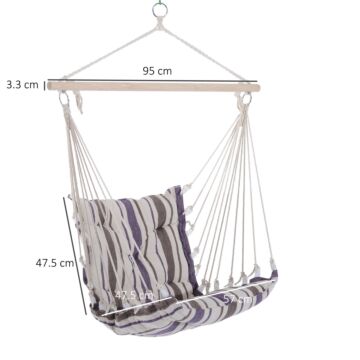 Outsunny Outdoor Hammock Hanging Rope Cushioned Chair Garden Yard Patio Swing Seat Wooden Cotton Cloth (brown)