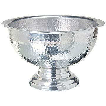 Decorative Bowl Silver Hammered Metal Glamour Handmade For Drinks Food Dining Room Beliani