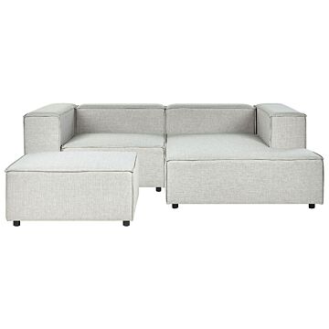 Modular Left Hand Sofa Grey Linen 2 Seater Sectional Corner Sofa With Ottoman Black Legs Modern Living Room Beliani