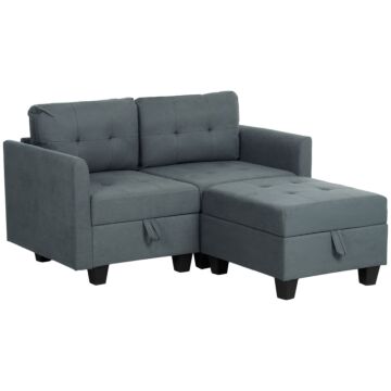 Homcom 'l' Shape Modular Storage Sofa - Dark Grey