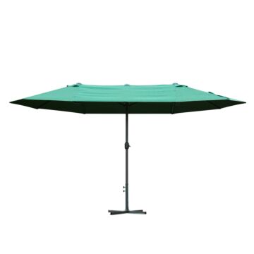 Outsunny 4.6m Garden Parasol Double-sided Sun Umbrella Patio Market Shelter Canopy Shade Outdoor Dark Green