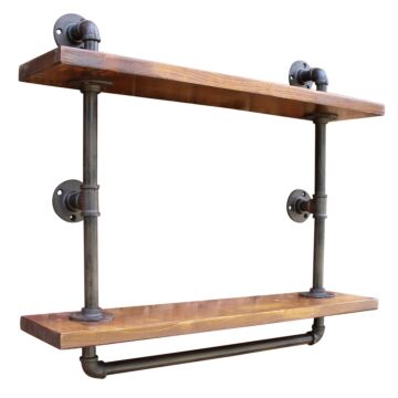 Industrial Pipe Wall Shelf With 2 Shelves