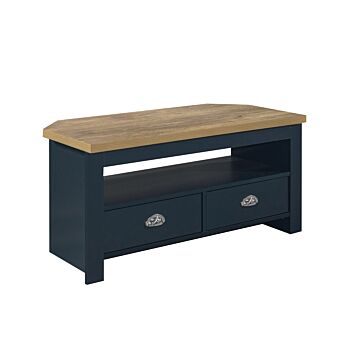 Highgate Corner Tv Unit Navy Blue & Oak