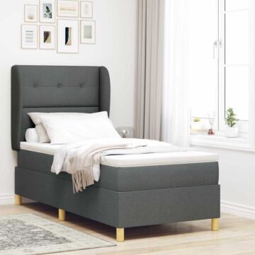 Vidaxl Box Spring Bed With Mattress Dark Grey 90x200 Cm Fabric