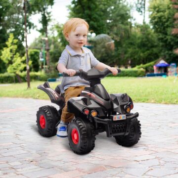 Aiyaplay 6v Kids Electric Quad Bike W/ Music, Forward Function, For 2-6 Years, Black