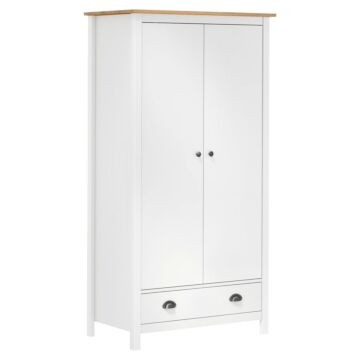 Vidaxl 2-door Wardrobe Hill White 89x50x170 Cm Solid Pine Wood