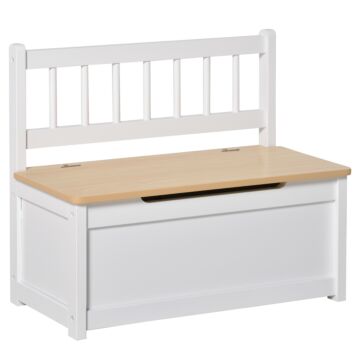 Homcom 2-in-1 Wooden Toy Box Seat Bench Storage Chest Cabinet Organizer With Safety Pneumatic Rod 60 X 30 X 50cm White