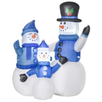 Homcom Christmas Inflatable Snowman Family Outdoor Home Seasonal Decoration W/ Led Light