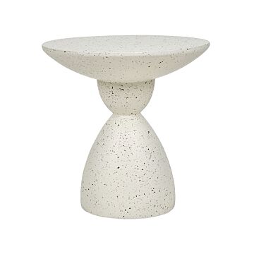Accent Side Table White With Terrazzo Effect Mgo Fiberglass Round Top Uv Stain Rust Water Wind Resistant Modern Outdoor Living Room Beliani