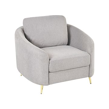 Armchair Fabric Grey Gold Metal Legs Club Chair Curvy Retro Living Room Beliani