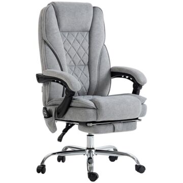 Vinsetto Massage Office Chair, Heated Reclining Computer Chair With Adjustable Height And Footrest, Grey