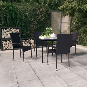 Vidaxl 5 Piece Garden Dining Set Black